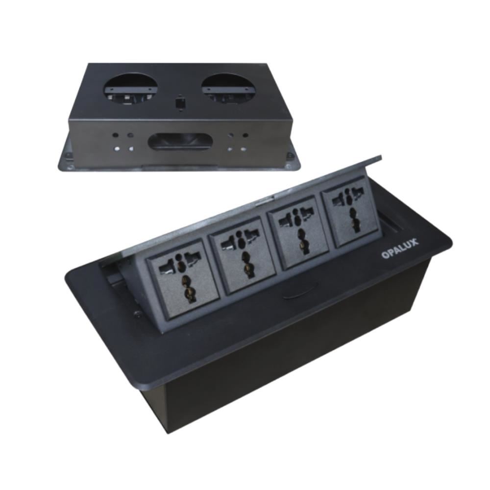 Tomacorriente Para Muebles 4 Tomas Opalux OP-UTS4BK